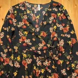 Xhilaration Black Floral Dress, Size XL